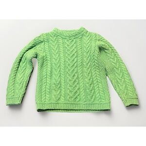 Aran Sweater Market Kids 6-7 Years Green Merino Wool Cable Knit Sweater Ireland